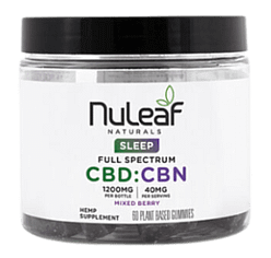 Best High-Potency CBD Gummies, NuLeaf Naturals CBD:CBN 3:1 Full Spectrum Gummy.
