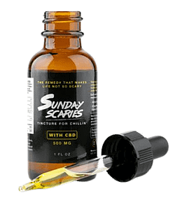 Sunday Scaries CBD Oil Vitamins B12 & D3, 500mg of broad spectrum CBD per bottle, plus vitamins B12 & D3. 