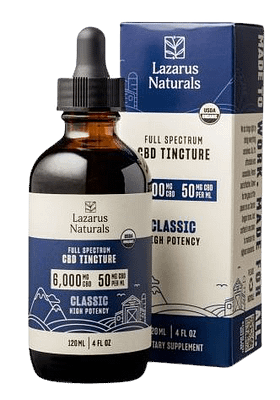 Lazarus Naturals Review, High Potency CBD Oil Tincture, 6000mg CBD, 1-fluid ounce bottle.