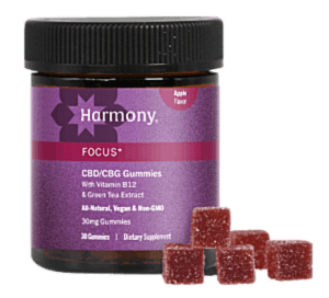 Harmony Focus CBD Gummies, contain CBD and CBG which have been shown to boost energy and heighten focus.