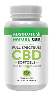 Absolute Nature CBD Liquid Oil Softgels, Full Spectrum high potency, 1 Softgel contains 30mg of CBD+CBDa, 30 Liquid Oil Softgels container.
