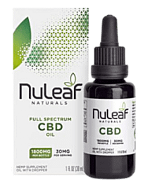 NuLeaf Naturals Full Spectrum CBD Oil, 1800mg CBD Per Bottle, 30mg CBD Per Serving, 1-fluid ounce bottle.