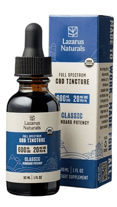 Lazarus Naturals, Standard Potency CBD Oil Tincture, Clasic Flavor, 600mg CBD, 1-fluid ounce bottle.