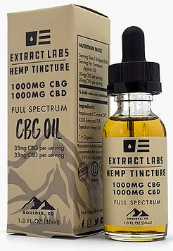 Extract Labs CBG Oil1 Extract Labs CBG bottle with product information and recommended best cbg oil