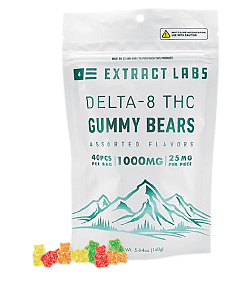 Best Delta-8 Brand For Anxiety, Extract Labs Delta 8 THC Gummy Bears, Mixed Berry.