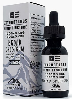 Extract Labs CBG Tincture Extract Labs CBG broad spectrum white bottle with product information and best cbg oil