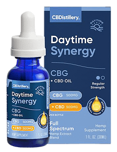 CBDistillery Daytime Synergy CBG + CBD Oil, CBG 500mg + CBD 500mg, Regular Strength Full Spectrum Hemp Extract Blend, 1-fluid ounce bottle.