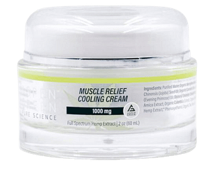 Aspen Green Muscle Relief Cooling Cream, Full Spectrum Hemp Extract, 1000mg CBD, 2oz. (60ml) jar.