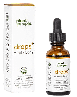 Plant People Drops+ Mind + Body CBD Oil 1500mg 1-fluid ounce bottle
