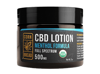 Cornbread Hemp CBD Lotion + Menthol, USDA Organic, 500mg CBD, Net WT. 2oz. jar.