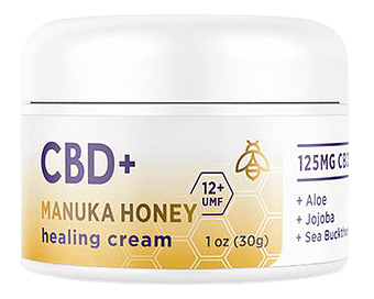 Medterra CBD + Manuka Cream, Manuka Honey Healing Cream, 125mg CBD, 1 ounce jar.