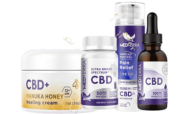 Medterra CBD, Manuka Honey Healing Cream, Vegan Liquid Capsules, Pain Relief Cream, CBD Oil.