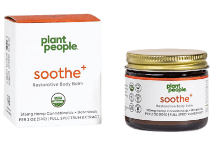 Plant People Soothe+ CBD Balm 515mg hemp cannabinoids 2oz jar.