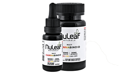 NuLeaf Naturals Multicannabinoid Oil & Capsules, CBD, CBC, CBG, CBN formula.