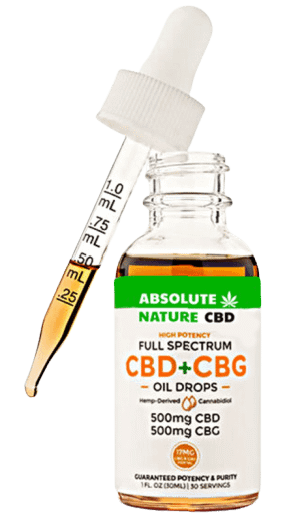 Absolute Nature CBD 1000mg full-spectrum CBG CBD tincture Oil Absolute Nature Full-Spectrum CBG & CBD Oil, 500mg CBD, 500mg CBG, 1-fluid ounce bottle.